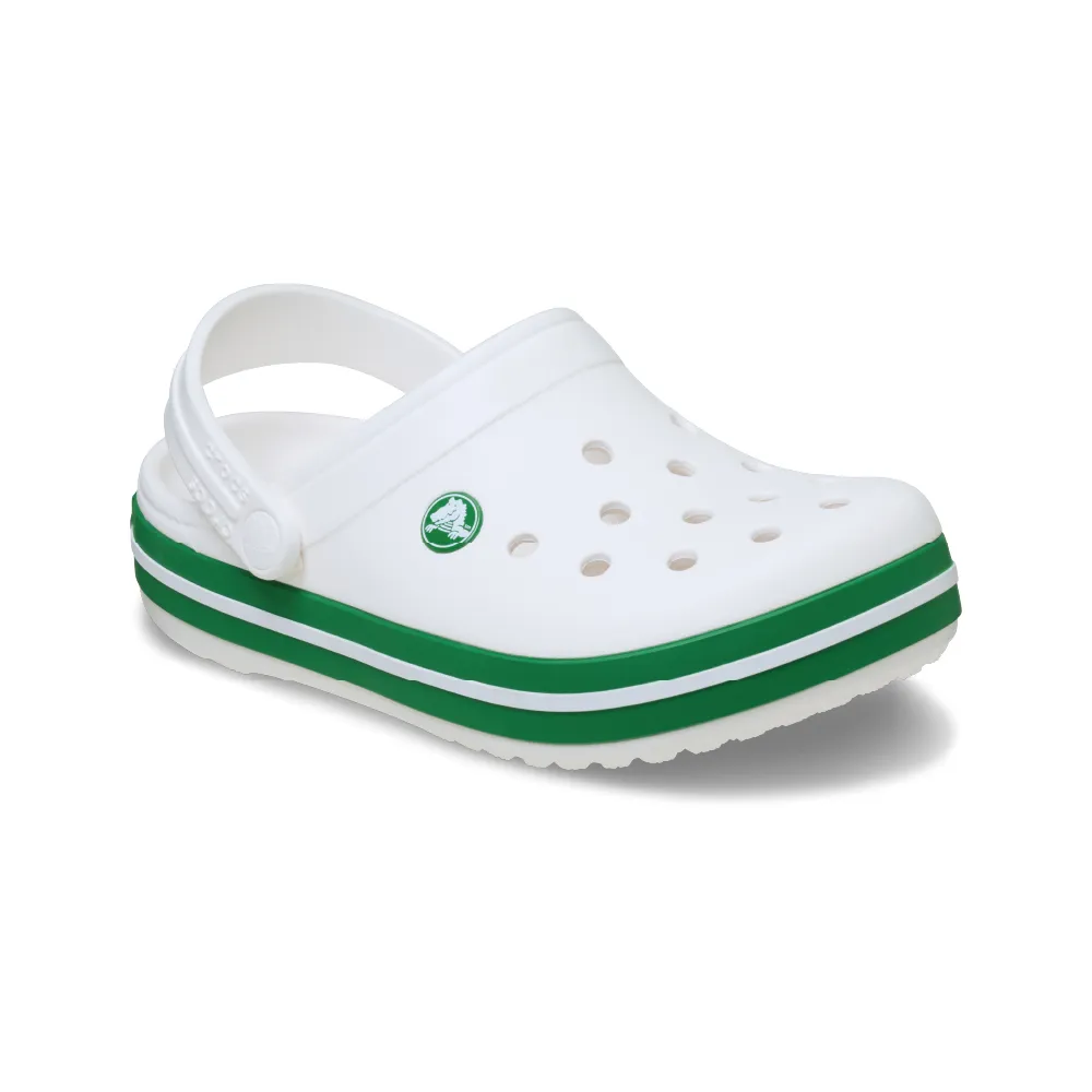 【Crocs官方直營】童鞋 卡駱班小童克駱格 白色/常春藤綠色(207005-1WH)