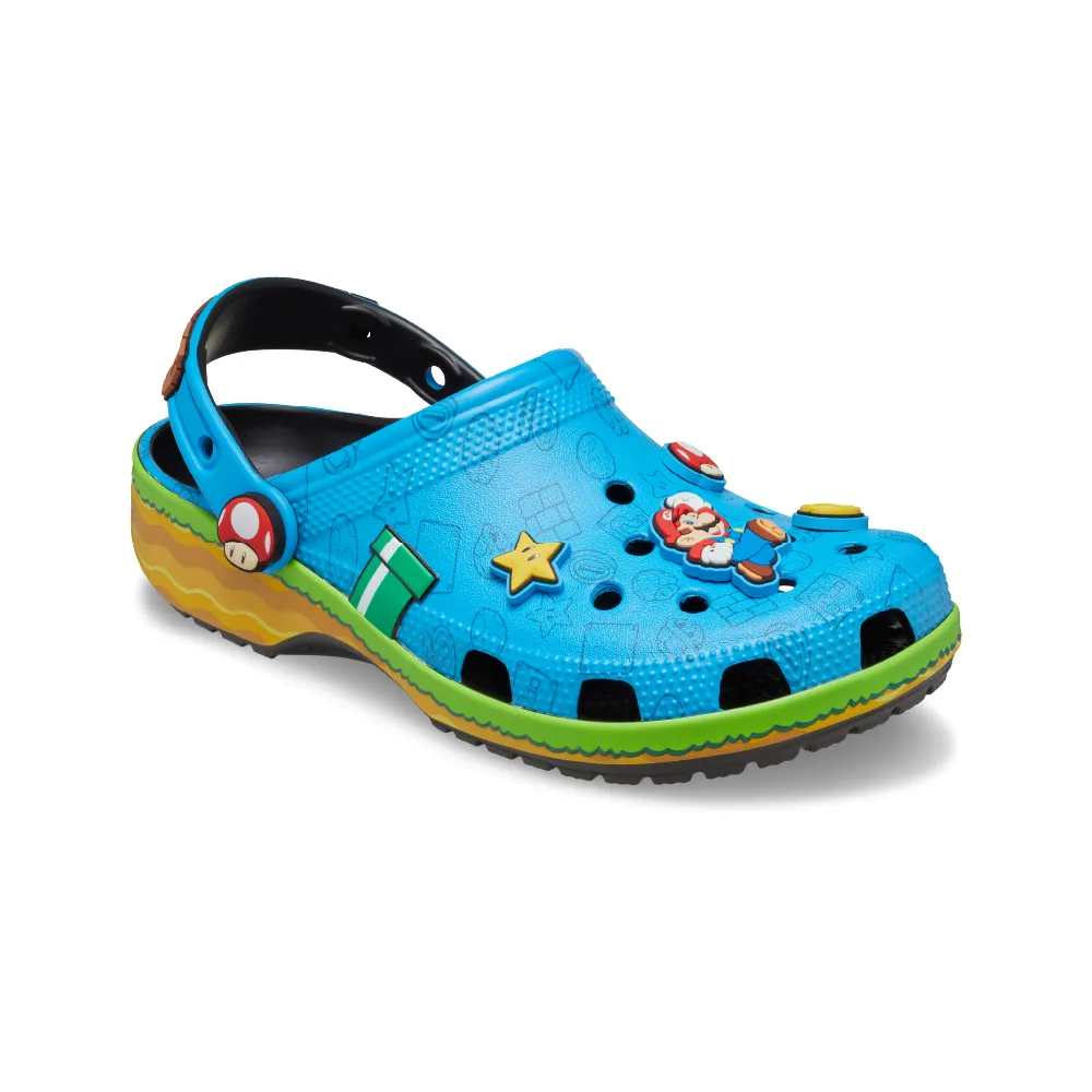 【Crocs】中性鞋 超級瑪利歐聯名 經典克駱格 七彩色(212138-90H)