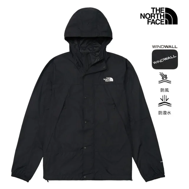 【The North Face】北面男款黑色DWR防潑水防曬連帽外套｜8DGDJK3 抗UV