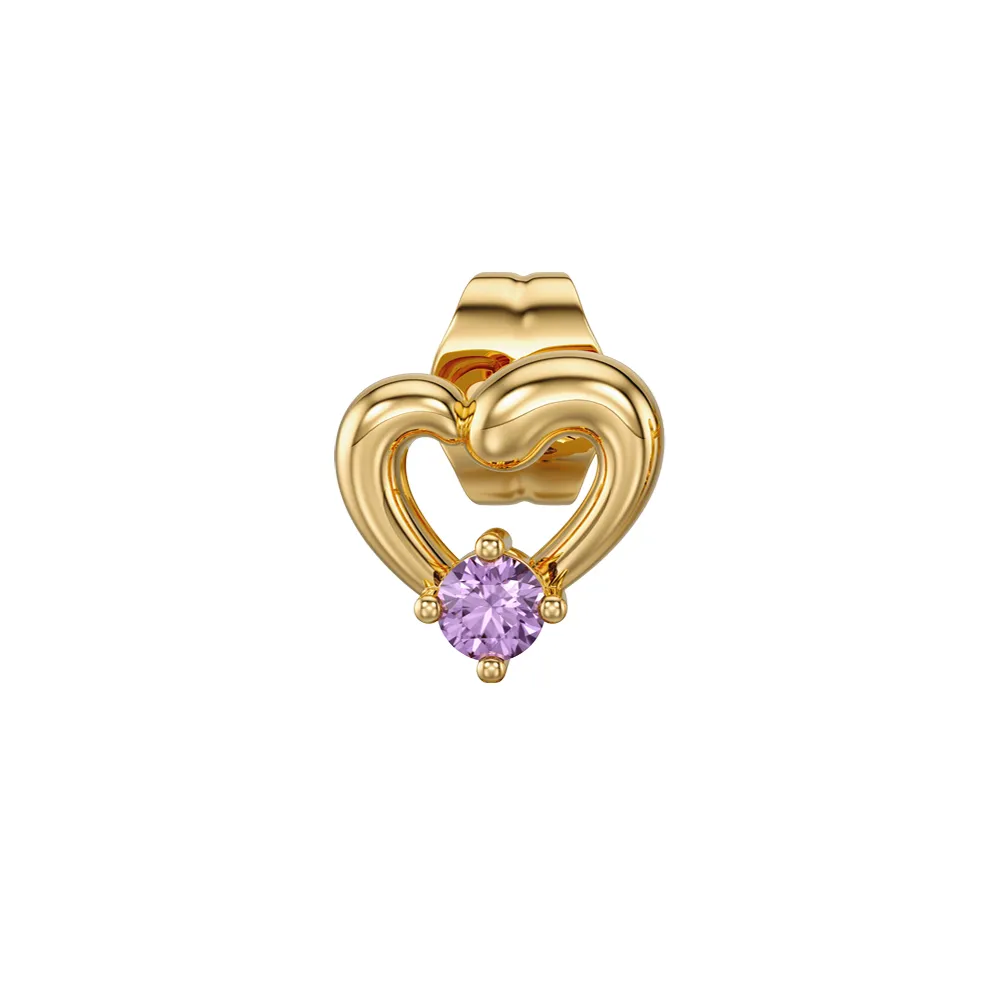 【ALUXE 亞立詩】10K金 紫水晶 寶石耳環 Heart 小熊維尼 迪士尼系列 ESDW001(單只)