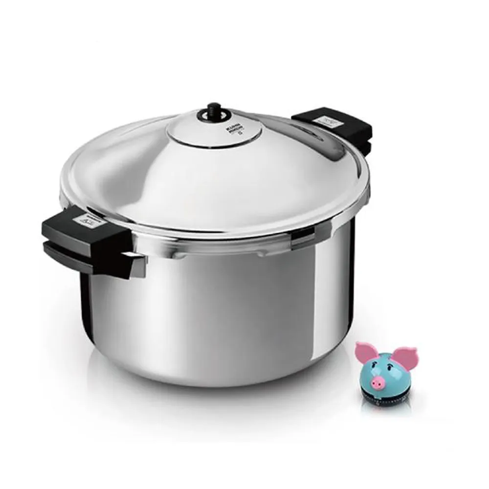 【Kuhn Rikon】瑞士壓力鍋12L雙柄(+UCOM超萌粉彩豬計時器)