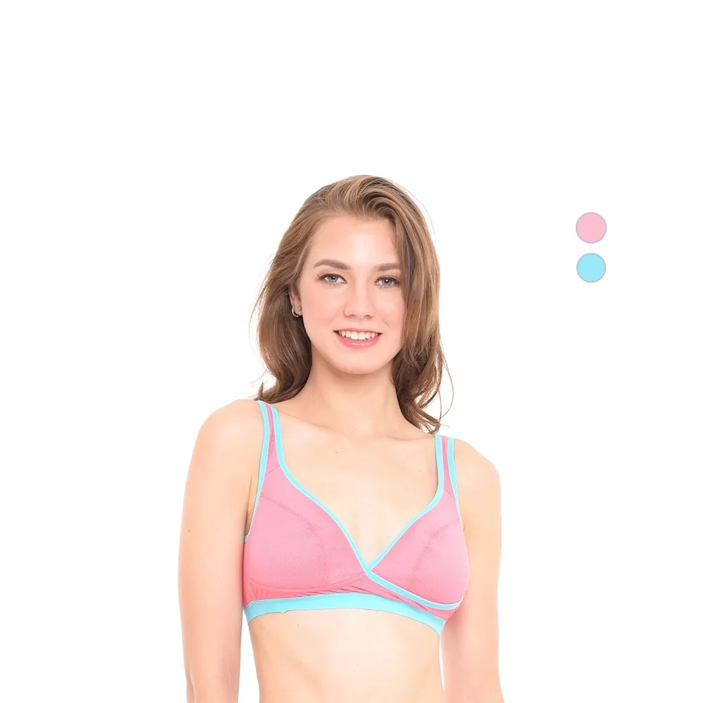 【MOOIMOM 沐伊孕哺】超透氣運動風糖果色交叉哺乳內衣(多款可選)