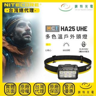【NITECORE】錸特光電 HA25 UHE 多色溫頭燈 800流明 120米 相容AAA 戶外 登山 越野 夾帽燈