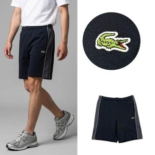 【LACOSTE】法式拼接 Lacoste 棉短褲 繡標 純棉 無刷毛 內抽繩 鱷魚 運動褲 鬆緊褲 短褲 大尺碼 @1985