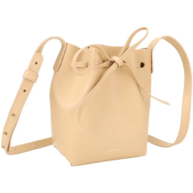 【MANSUR GAVRIEL】Bucket 防刮牛皮束口綁帶斜背水桶包(沙色 肩背 側背 真皮)