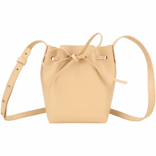 【MANSUR GAVRIEL】Bucket 防刮牛皮束口綁帶斜背水桶包(沙色 肩背 側背 真皮)