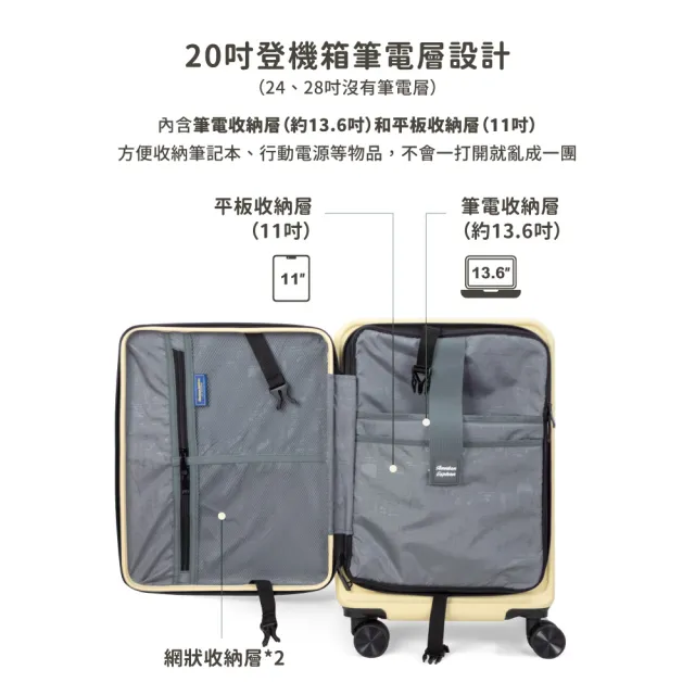【American Explorer 美國探險家】20+28吋 雙開箱 前開式 雙排輪 兩件組 CF39 行李箱 兩用箱 旅行箱