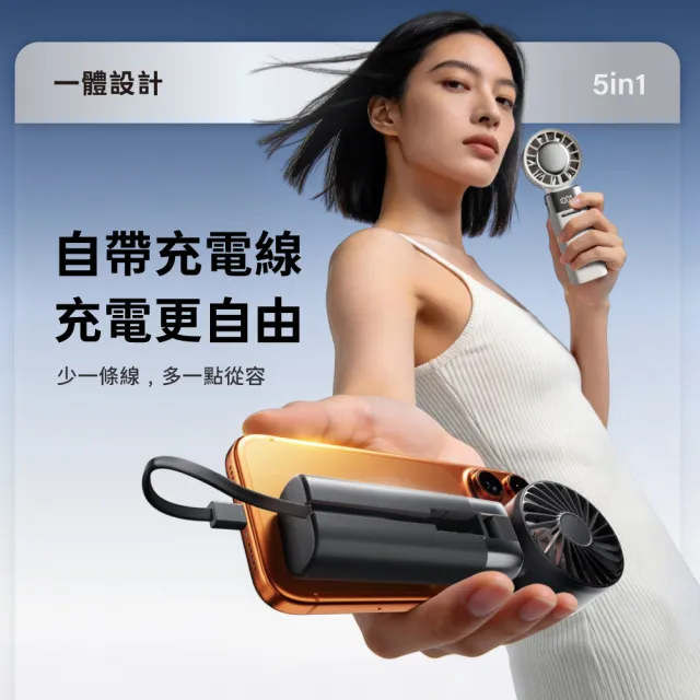 【SOTHING 向物】續航up!自帶線行動電源x折疊冰敷高速手持風扇 冰炫(5000mAh 可上飛機 掛脖 製冷 usb風扇)