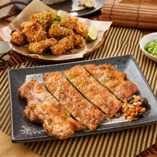 【鮮食家】厚切排骨8片+卡啦鮮脆鯛魚塊2包(金園排骨/台灣好漁)