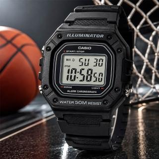 【CASIO 卡西歐】W-218H-1A 數位方塊粉彩電子錶(當兵 學生 運動 休閒必備)