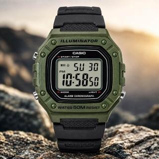 【CASIO 卡西歐】W-218H-3A 數位方塊粉彩電子錶(當兵 學生 運動 休閒必備)