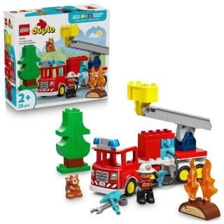 【LEGO 樂高】得寶系列 10473 附水管消防車和消防員(兒童積木 玩具車 益智早教 角色扮演 大顆粒 禮物 2歲)