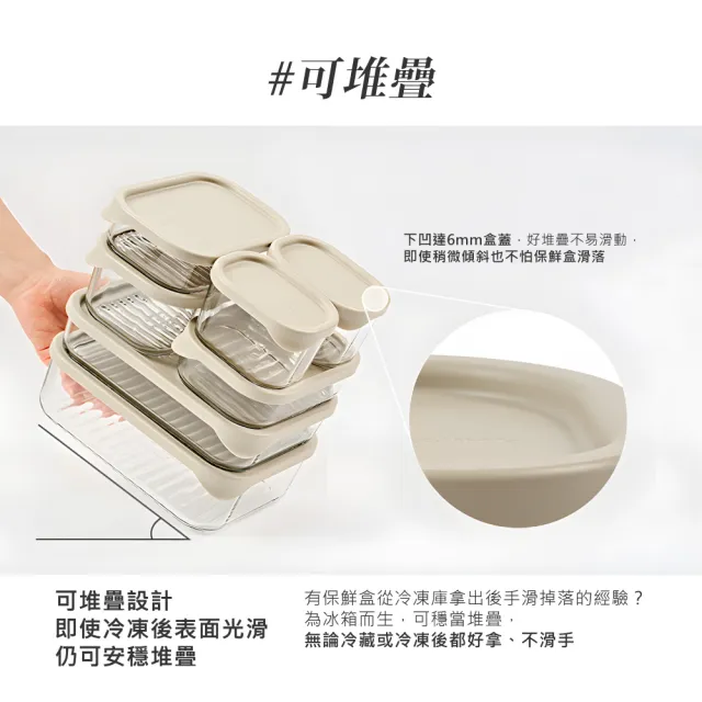 【Glasslock】韓國製 冰箱收納 強化玻璃保鮮盒6件組(500ml/750ml/1200ml 各2入)(可冷凍堆疊/食材分裝/備料)