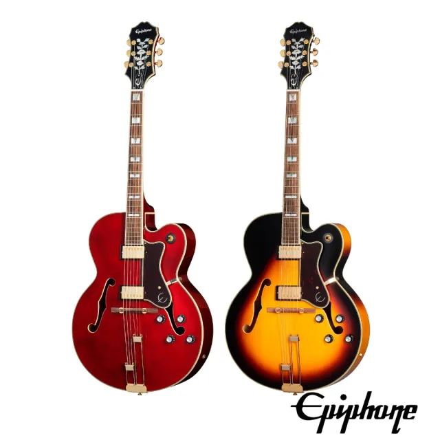 【Epiphone】電吉他 Broadway 雙雙 復古漸層色 全空心 爵士吉他 ( 商品保固有保障)