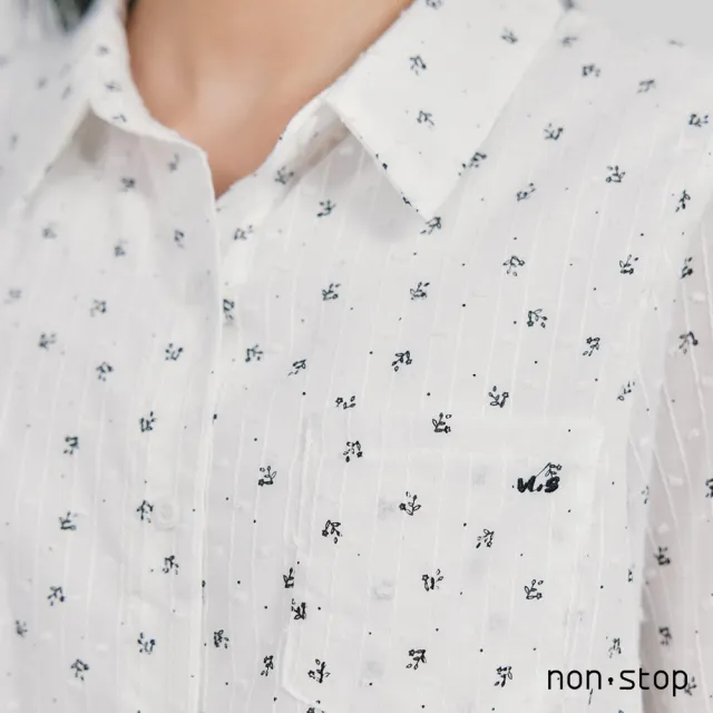 【non-stop】小花點點綁帶七分袖襯衫-2色