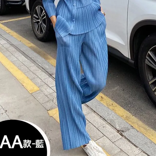 【K.W.】MOMO限搶新品三宅風褶皺褲夏季薄款上衣褲裙(中長裙 小香風 涼感褲 牛仔褲 輕薄 涼感裙)