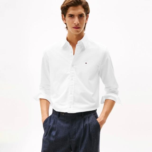 【TOMMY HILFIGER】官方旗艦館彈力標準版型牛津襯衫_裸色