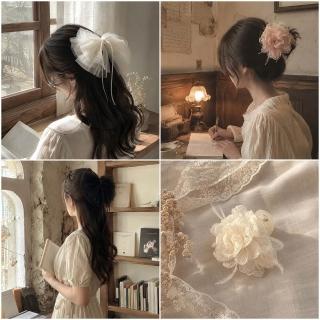 【HaNA 梨花】未散的晨霧 蝴蝶結輕紗大髮夾 多款選 買一送一