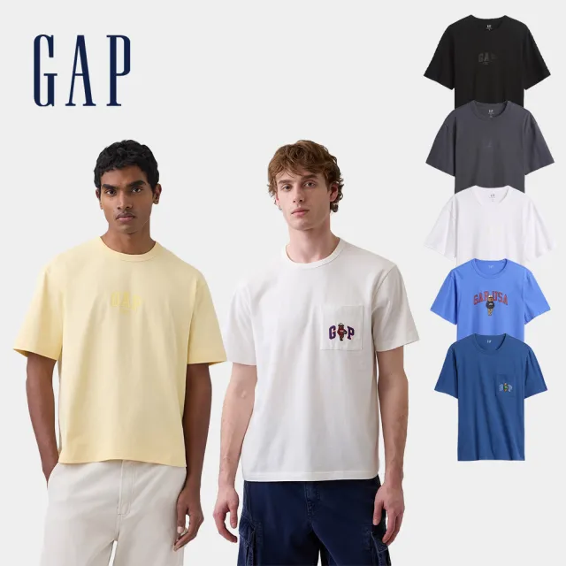 【GAP】男裝 日常寬鬆Logo短袖T恤-多款任選(874467&895172&884494)