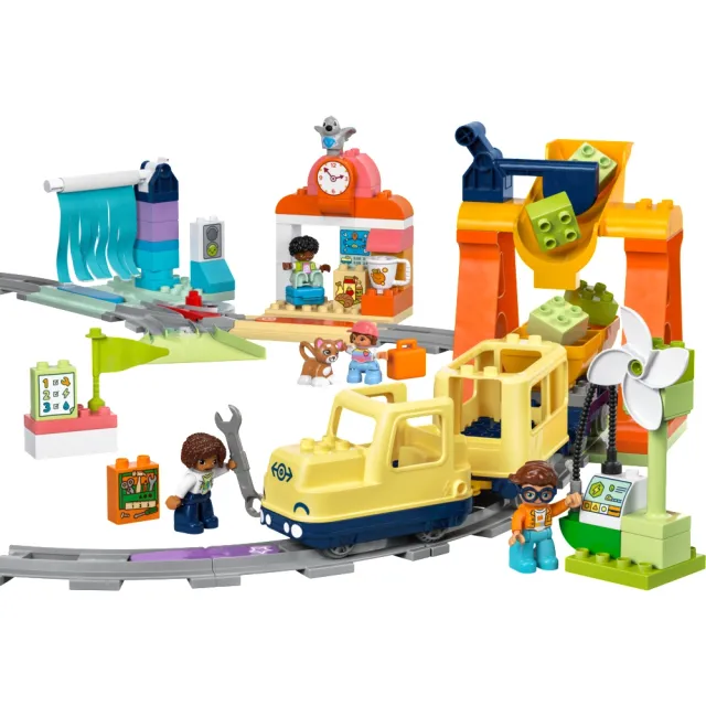 【LEGO 樂高】得寶系列 10428 大型互動式社區列車(火車 兒童玩具 幼兒禮物 大積木 親子遊戲 早教 3歲)