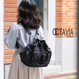 【OCTAVIA 8】夢想口袋 束口肩斜後背三用束口包 - 口袋黑