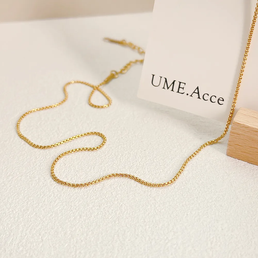 【UME.Acce】立體方珠細鍊鈦鋼項鍊(鈦鋼項鍊 項鍊 鈦鋼 裸鍊 鈦鋼裸鍊 立體 方鏈 珍珠鏈)