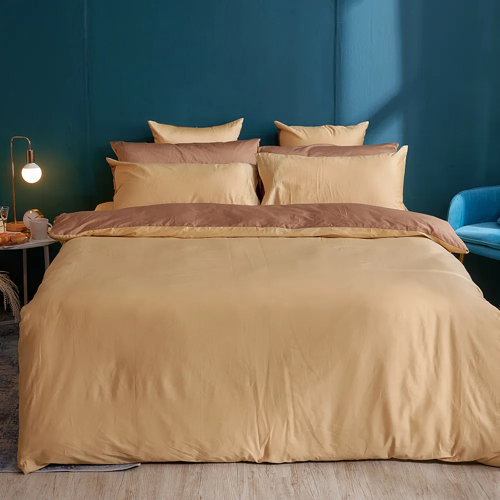 【戀家小舖】台灣製-60支300織100%精梳棉 床包枕套組-極致米色(加大)