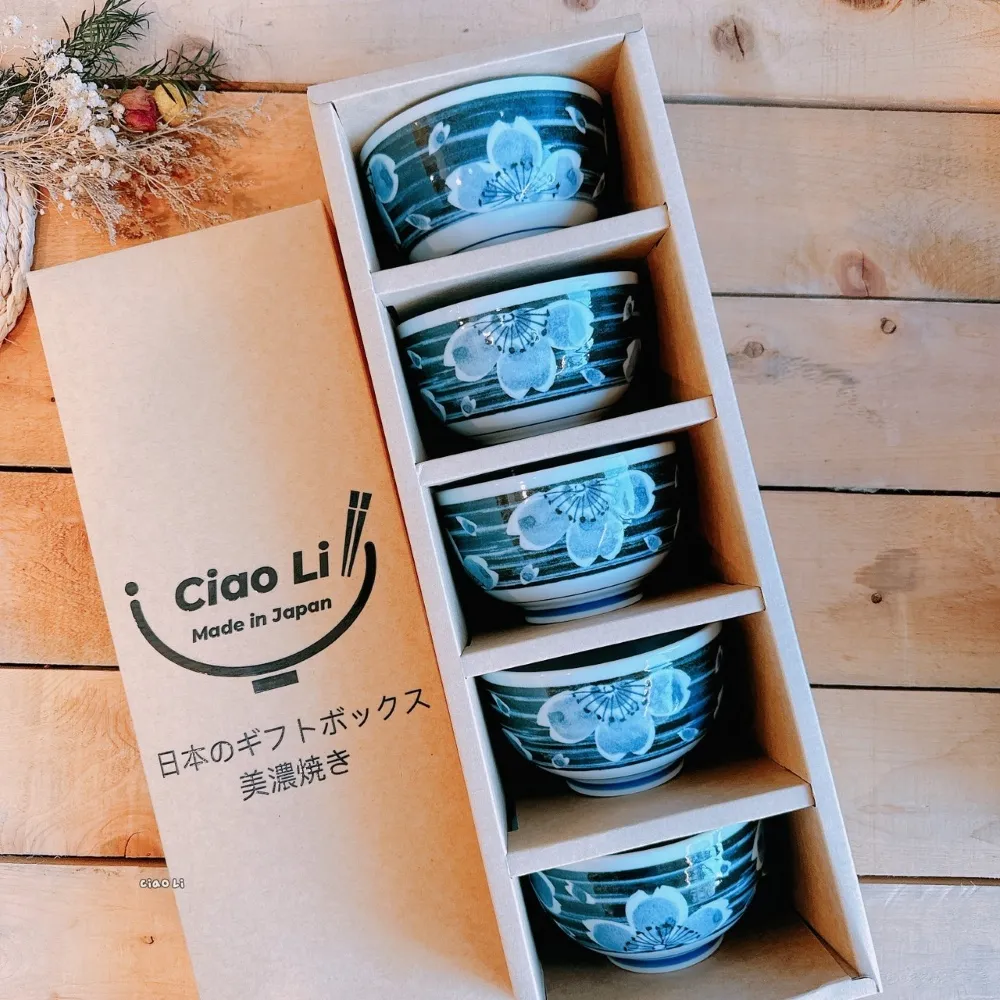 【Ciao Li 僑俐】日本美濃燒四季櫻京丼碗五入禮盒組(入厝 送禮 日本製造)