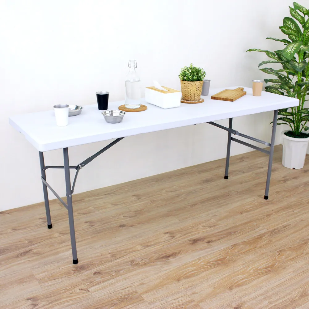 【美佳居】180*60cm 六尺對摺折疊桌 加厚4.5公分 免組裝 工作桌/餐桌/露營桌/拜拜桌/擺攤桌