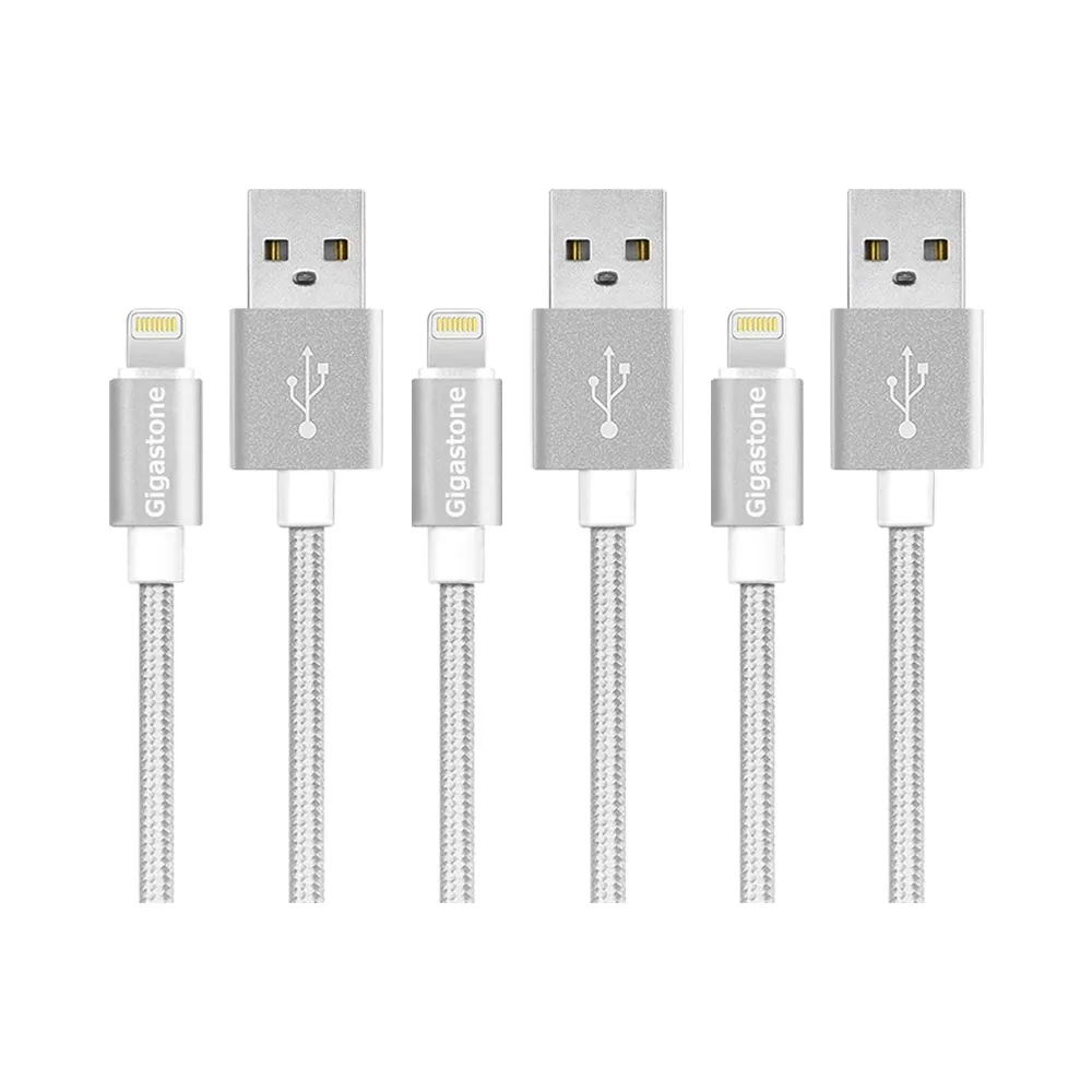 【Gigastone 立達國際】3入組鋁合金Apple Lightning編織充電傳輸線GC-3800S(MFi認證支援iPhone 14/13充電)
