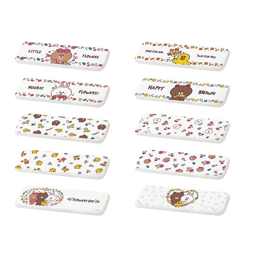 【SONA森那家居】LINE Friends 花朵系列- 硬式珪藻土洗漱墊 台灣製造 吸水 珪藻土 杯墊(24x8x0.9 cm)