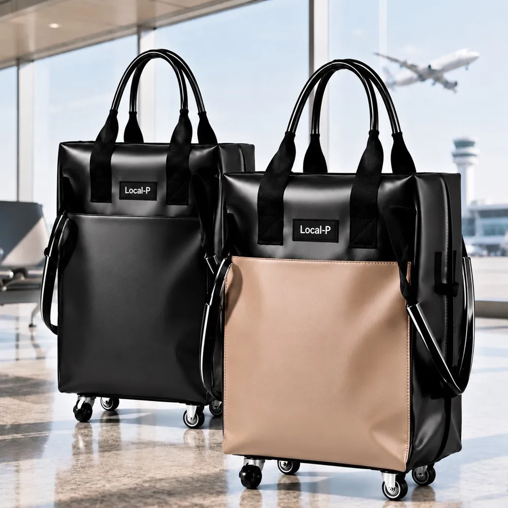 【DaoDi】皮革購物登機包 45L大容量 防水可拖拉 (摺疊購物車 行李袋 買菜車 旅行包 旅行袋 登機包)