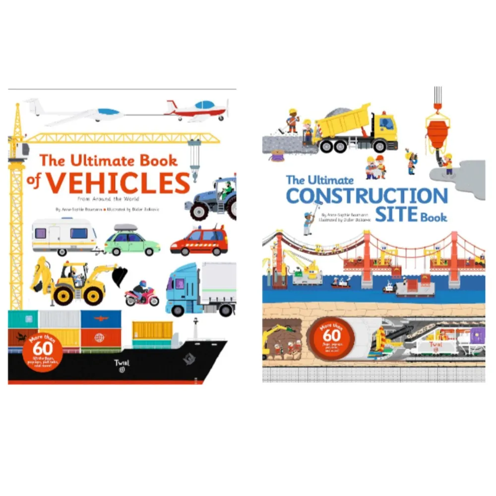 【麥克兒童外文書店】探索遊戲系列: 陸海空建築工程、交通工具兩書合售(操作遊戲書)