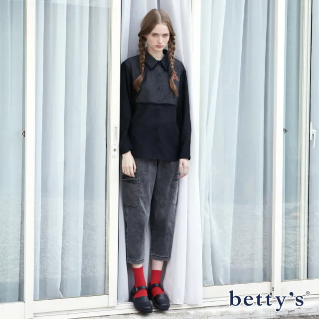 【betty’s 貝蒂思】鬆緊抽繩腰頭工裝褲牛仔褲(共二色)