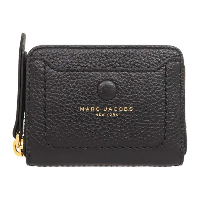 【MARC JACOBS】簡約黑口袋設計荔枝皮革拉鍊零錢包短夾