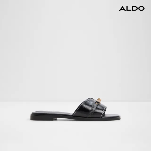 【ALDO】FRANCEA-俐落飾扣方頭涼拖鞋-女鞋(黑色)
