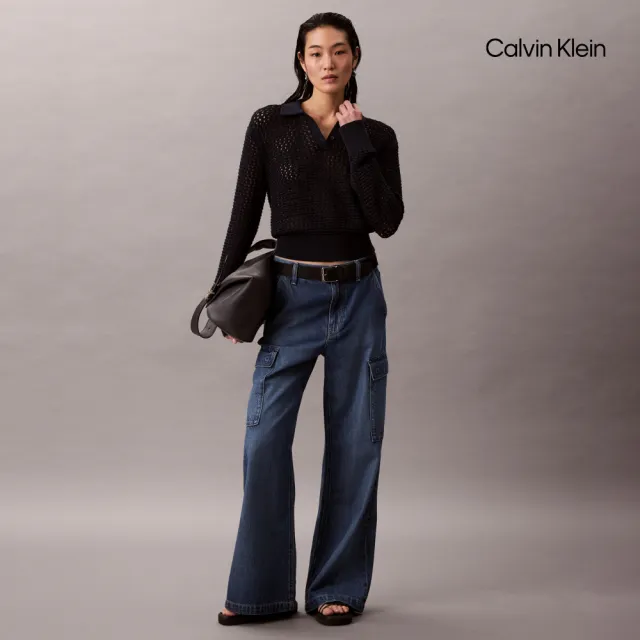 【CALVIN KLEIN】官方旗艦館CK 嶄新棉質洞洞針織毛衣_藍色