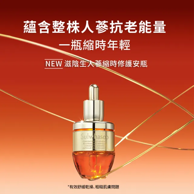 【Sulwhasoo 雪花秀】官方直營 潤燥安瓶保養組(潤燥養膚精華60ml+滋陰蔘縮時修護安瓶20g)
