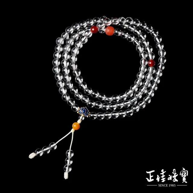 【正佳珠寶】白水晶 頂級全淨體 6mm 108顆 瑪瑙琺瑯彩 白水晶念珠佛珠
