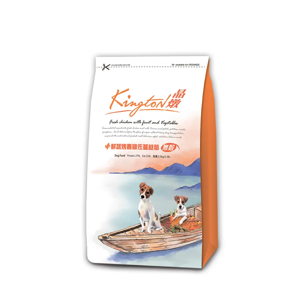 【Kingston 晶燉】無穀犬糧-鮮蔬烤春雞佐蔓越莓1.5kg 兩包組(小顆粒)