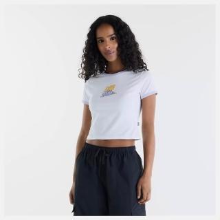 【NEW BALANCE】NB 短袖上衣 女 合身短版 美規 白 WT62B6CTWT