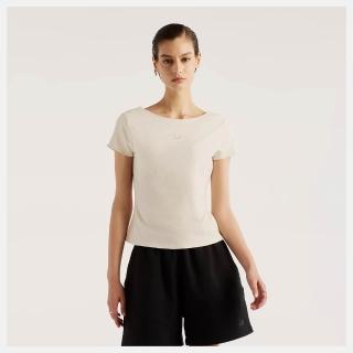 【NEW BALANCE】NB 短袖上衣 女 開背 美規 燕麥杏 WT62P2SZLIT