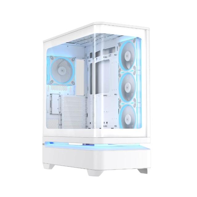 【ASUS 華碩】Prime AP304 ARGB 曲面全景玻璃電腦機殼 - 晨曦白 (PRIME-AP304-TG-ARGB-W)