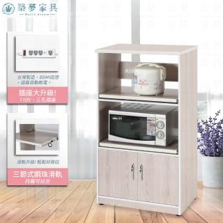 【Build dream 築夢傢俱】2.2尺 開門兩拉盤 塑鋼電器櫃 防水塑鋼傢俱(附插座)