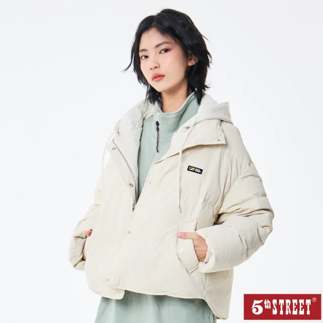 【5th STREET】雙11 女裝 羽絨外套 連帽外套 米白(510633)