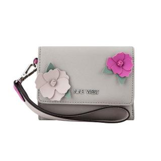 【NINE WEST】DEIDRA 立體花飾手掛式中夾 卡夾-大象灰(568740)