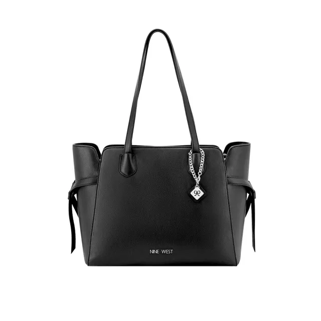 【NINE WEST】ISIDORE 綁結造型肩背包 托特包-黑色(579224)