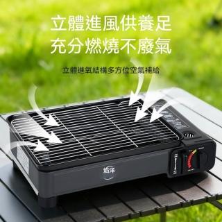 【Quality 聚家】卡式爐 燃氣爐 烤肉爐 燒烤架 烤盤 野餐便攜 防滑支腳/油汙好打理/電子點火/單爐+烤盤