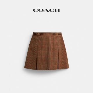 【COACH】蔻馳官方直營 立體C型飾件格紋百褶裙(CCB44)