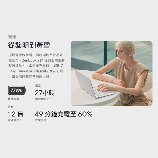 【ASUS 華碩】14吋Ultra7輕薄AI筆電(ZenBook S14 UX5406AA/Ultra7-355H/16G/512G SSD/W11/3K OLED/EVO)